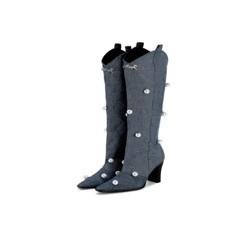 AFMN Western Cowboy ботинки сапоги до колена 9 см женские