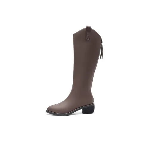 EBLAN Женские высокие сапоги на колено коричневые