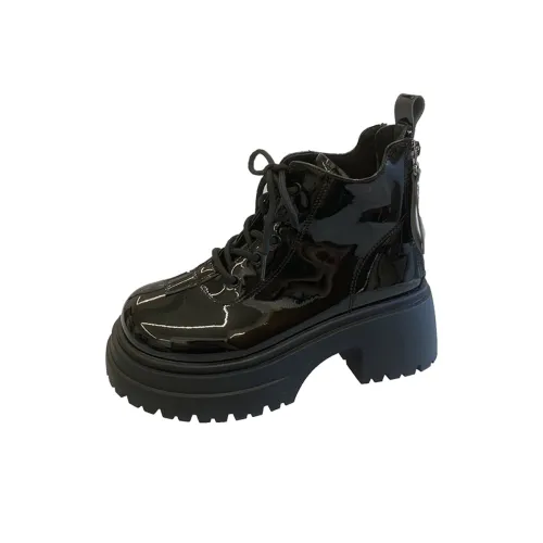 EEueeczs Короткий Мартин Ботинок 5 см Женский Черный