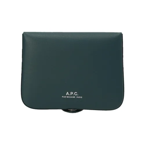 A.P.C. Joint Paragraph Кожа Коровья кожа Держатель для карт Кошелек Мужской Зеленый