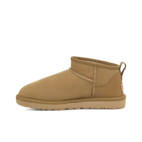 UGG CLASSIC ULTRA MINI Термостойкие противоскользящие ботинки с низким верхом для снега женские каштановые