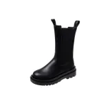 Черные ботинки без подкладки до середины икры