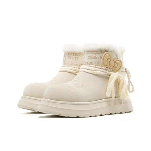 Sanrio x OLD ORDER Термический Водонепроницаемый Увеличение Высоты Crew Мода Снежные Ботинки Женские Молочно-белые