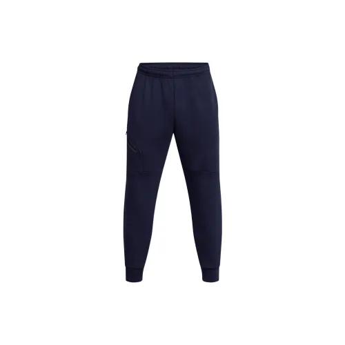 Under Armour Unstoppable FW24 Флис Joggers Вязаные Тренировочные Штаны Мужские Морской Синий