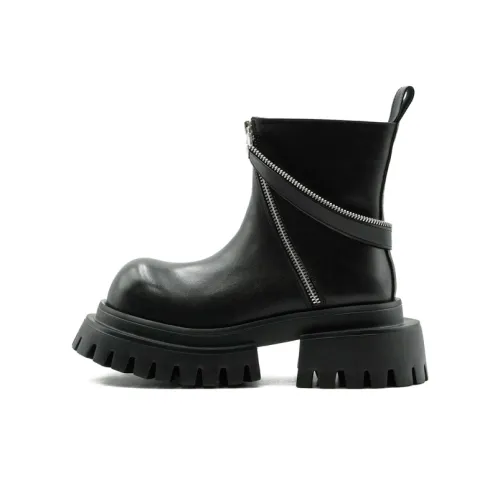 XIAOXIAOSU Эксклюзивный дизайн Trendy Versatile Диагональная молния Large Head Блестящий Мартинсы Gothic Style Винтаж