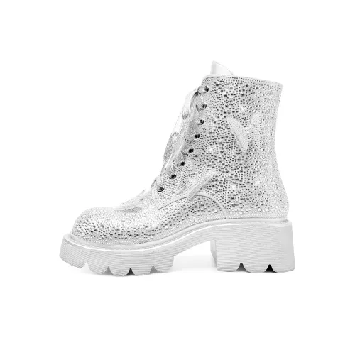 HAOYASENNU Короткий Мартин Ботинок 5 см Женские Серебристый Серый