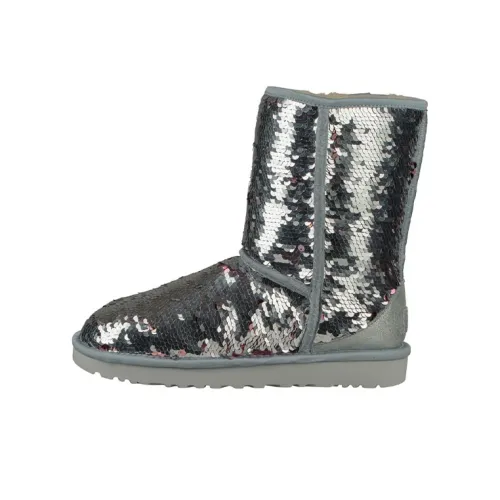 UGG CLASSIC SHORT Термическое Покрытие Устойчивое к Износу Короткие Снежные Ботинки Женские Серебряные