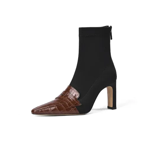 Lily Wei MID Голень Ботинки 7,5 см Женские Коричневый