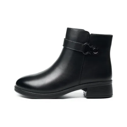 AOKANG Ботильоны 4CM Грубый каблук Женские Черный