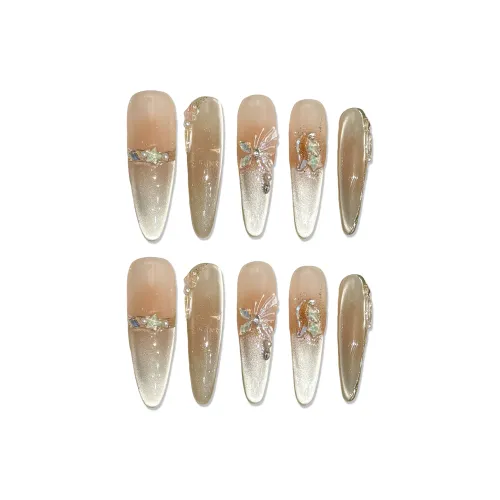 XIAMEIYU Cold Brew Ice Butterfly Ручная работа Длинный False Nail Овал Длинный 35 мм