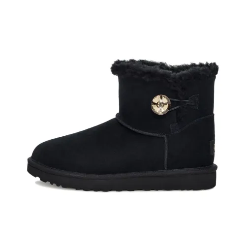 UGG Bailey Mini Button Gold Bling Thermal Short Snow Boots Women's Black UGG Bailey Мини Пуговица Золотой Блинг Термический Короткий Снегобуты Женские Черный