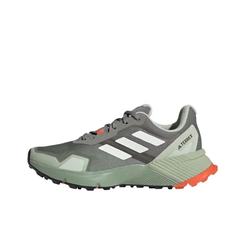 adidas Terrex Soulstride Trail Износостойкий и Легкий Низкий Топ Беговые кроссовки Женские Зеленый
