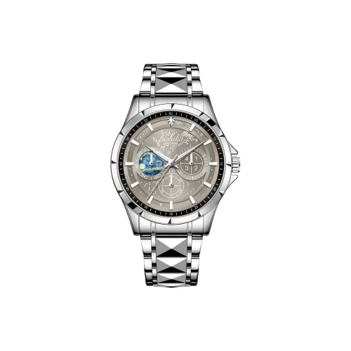 Lushika Starry Series Автоматический Механический Механизм Нержавеющая Сталь Ремешок Часы Мужские Часы Серый Циферблат