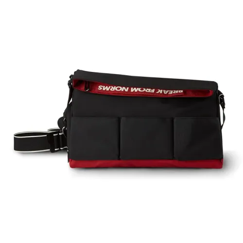0592 Ткань через плечо Спортивный зал Сумка Маленькая Унисекс Черная Красная