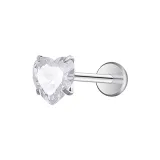 Серьги с белым сердцем, цирконием [1 упаковка]