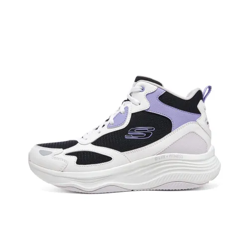 Skechers Амортизация Износостойкий Высокий Топ Casual Женский Черный Белый Фиолетовый