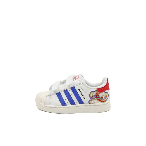 Adidas Originals SUPERSTAR Устойчивая к истиранию Низкая Обувь для малышей Белый Синий Infant и Toddler
