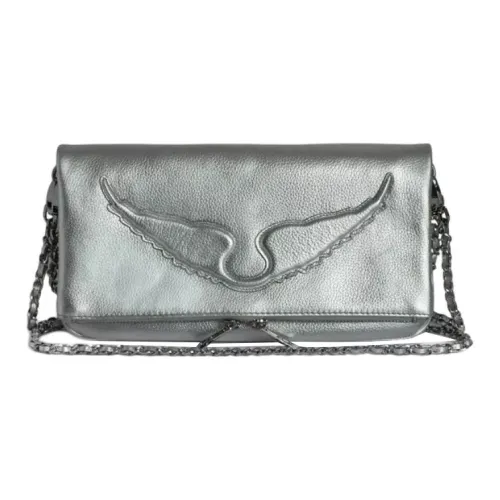 Zadig Voltaire Клатч из коровьей кожи сумка через плечо женская серебряная