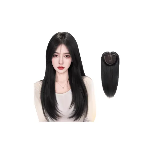 GLUNA Средний Раздел Топ Перука Парик Коричневый Черный Холодный Коричневый 55 см