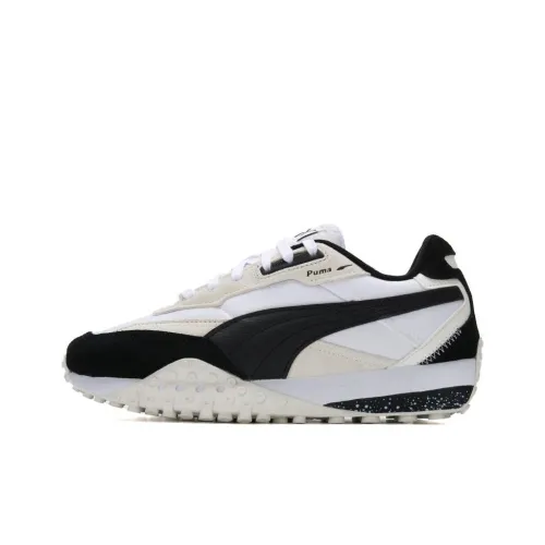 PUMA Blktop Rider Амортизаторы Shock Absorbers Противоскользящие Устойчивые к истиранию Низкий Топ Повседневные Беговые кроссовки Унисекс Черный Белый