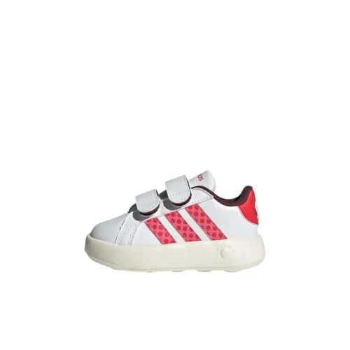 Disney x Adidas GRAND COURT 2,0 Устойчивая к истиранию Низкая Обувь для малышей Белая Розовая Для младенцев и малышей