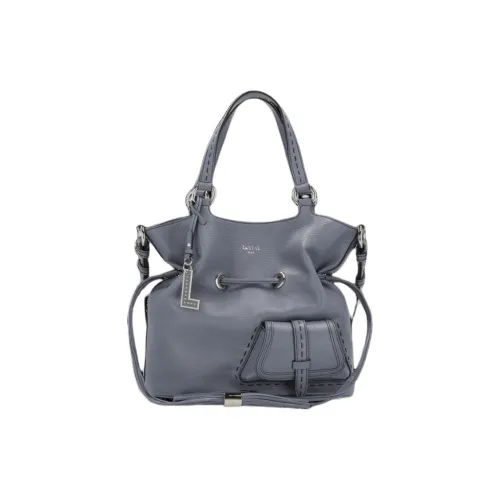 LANCEL Коровья кожа крупнозернистая ведрообразная сумка сумка на одно плечо женская бетонно-серый цвет