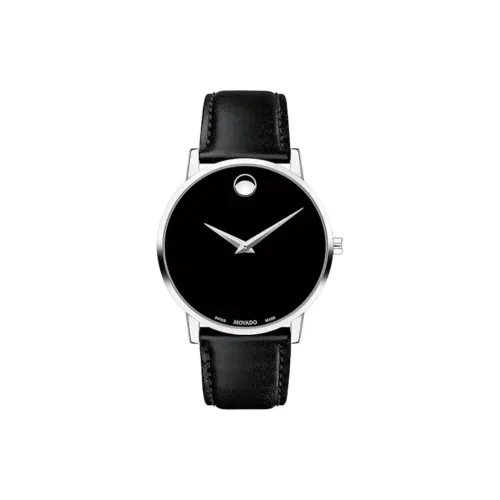 MOVADO Кварцевый механизм Мужские часы Часы 40 мм Черный циферблат Корпус из нержавеющей стали Кожаный ремешок