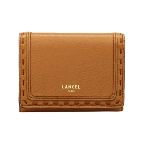 LANCEL Крупнозернистая текстура Коровья кожа Кошелек Средний Женский CAMEL