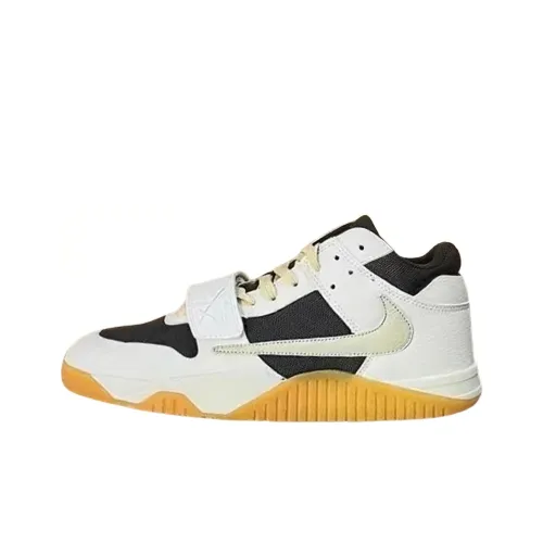 Travis Scott x Jordan Cut The Check Slip-Resistant Low Top Vintage Basketball Shoes Men's White Black Yellow Travis Scott x Jordan Cut The Check Slip-Resistant Низкие Кеды Винтажные Баскетбольные Кроссовки Мужские Белый Черный Желтый