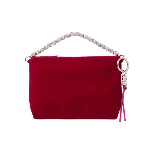 Jimmy Choo Вельвет Сумка Женская Камень Красный и Серебряный