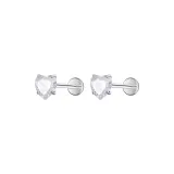 Серьги с белым сердцем, цирконием [1 пара]