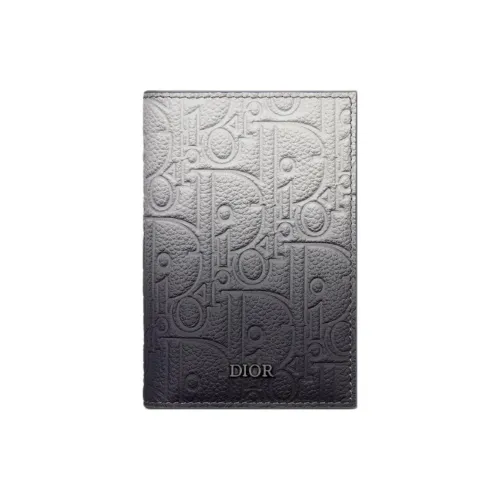 DIOR Коровья кожа Держатель для карт Держатель для карт Унисекс Серый и Черный Градиент