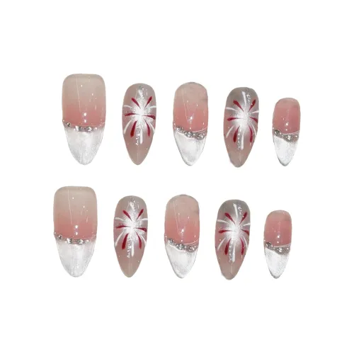 XIAMEIYU Летняя ночь Fireworks Осветляющий Ручная работа Nail Art Фальшивая ногтевая пластина Миндаль 25 мм