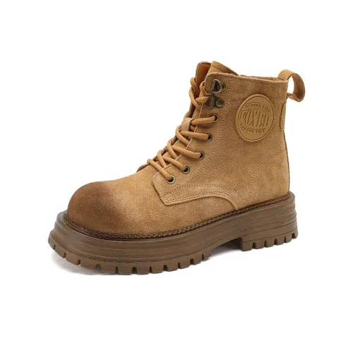 FOXER Короткий Мартин Ботинок Средний Каблук Женский Желтый