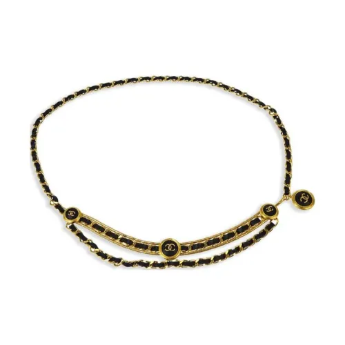 CHANEL Кожа, Золотой Покрытый Ремни Женские