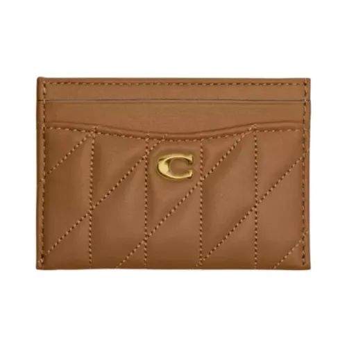 COACH Card Case Напп Кожа Картхолдер Мини Женский Коричневый