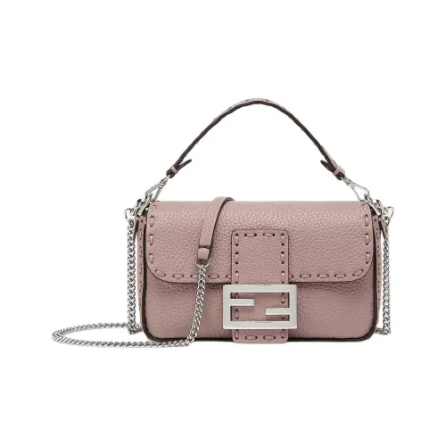 FENDI Baguette Телячья кожа Сумка через плечо Сумка Мини Женская Розово-фиолетовая