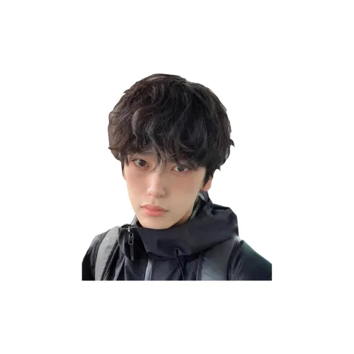 UMIFFA Leslie Roll Wig Набор Differential Crushed Lid Японский стиль Мужской Маленький Кудрявый Full Голова COVER Черный