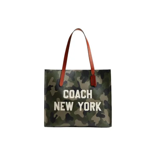 COACH Relay Кожа Сумка Большая Унисекс Камуфляж Зеленый