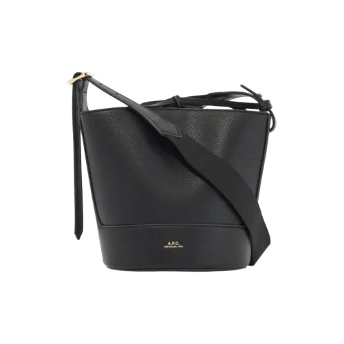 A.P.C Hammered Floral Кожа Ведрообразная Сумка-Сумка через плечо Женская Черная