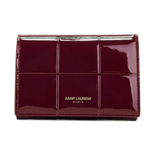 SAINT LAURENT Лакированная кожа Кошелек Маленький Женский Бордовый
