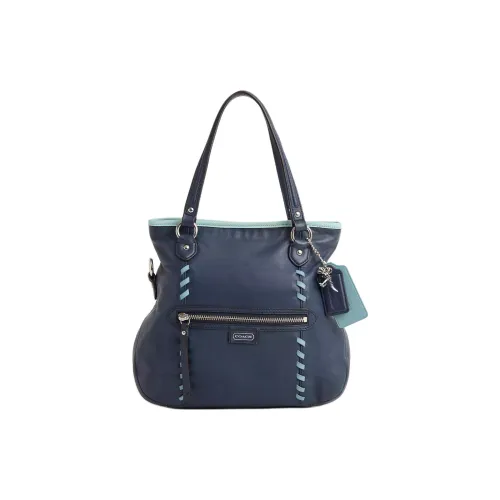 COACH Mia Кожа Сумка на плечо Большая Женская Серебряный и Midnight Морской Синий