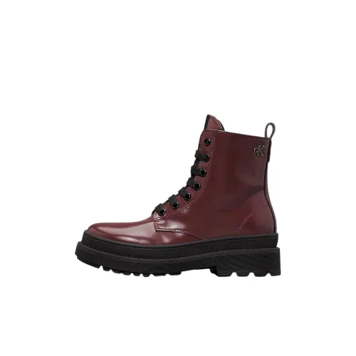 CKJ CALVIN KLEIN JEANS Детские кожаные сапоги High Top Бордовый Kids