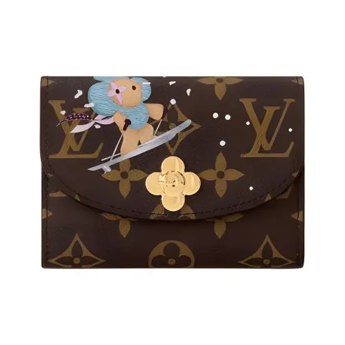 LOUIS VUITTON Rosalie Кожа Кошелек Женские Коричневый Светло-Синий