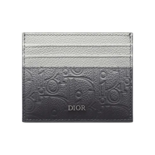DIOR Коровья кожа Держатель для карт Держатель для карт Унисекс Серый и Черный Градиент