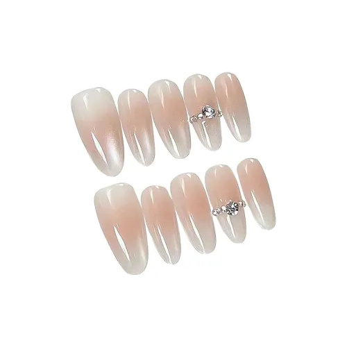 LIANJING [Yue] Handcrafted False Nail Повседневный Укороченный Пузырьки Румяна Французский Кошачий глаз Clazz Ромб Романтический 23mm Овал