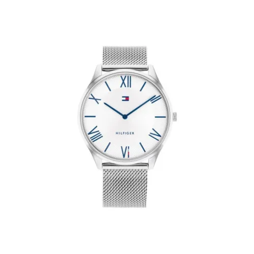 Tommy Hilfiger Мужские часы Кварцевый механизм Ремешок из нержавеющей стали 43 мм Белый циферблат