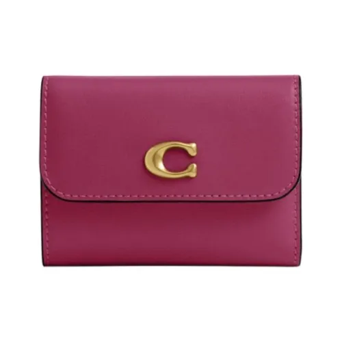 COACH Essential Телячья кожа Кошелек Маленький Женские Латунь и Розовый