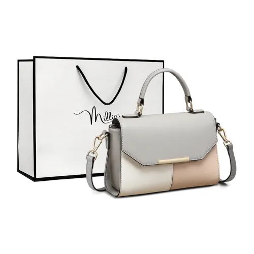MILLIE'S Корова Кожа с Синтетической Кожей Одно Плечо Сумка Стандартная Женская Серый Абрикос Белый