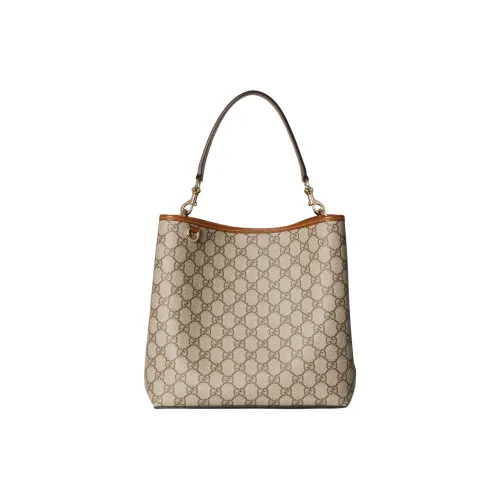 GUCCI GG Emblem GG Monogram Покрытая ткань Сумка через плечо Сумка Маленькая Женская Бежевая и Темно-коричневая
